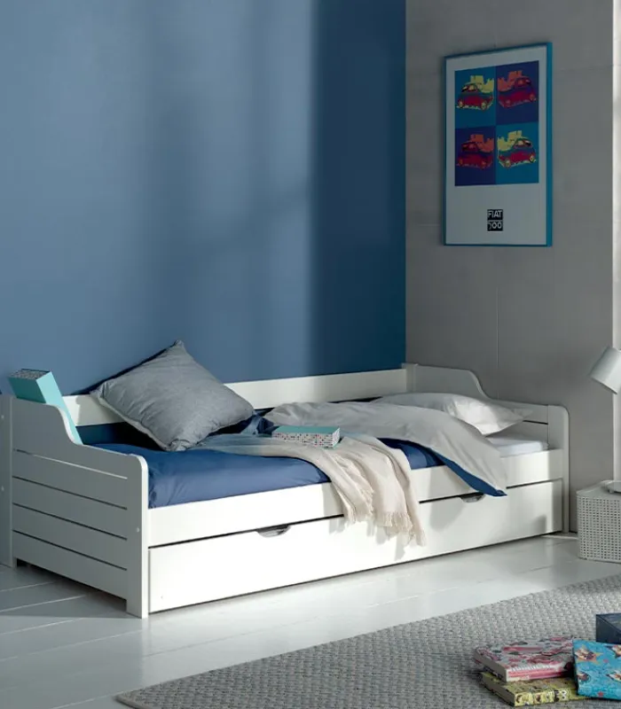 Lits|Cocktail Scandinave Lit pin massif blanc 90×190 COSY VICKY