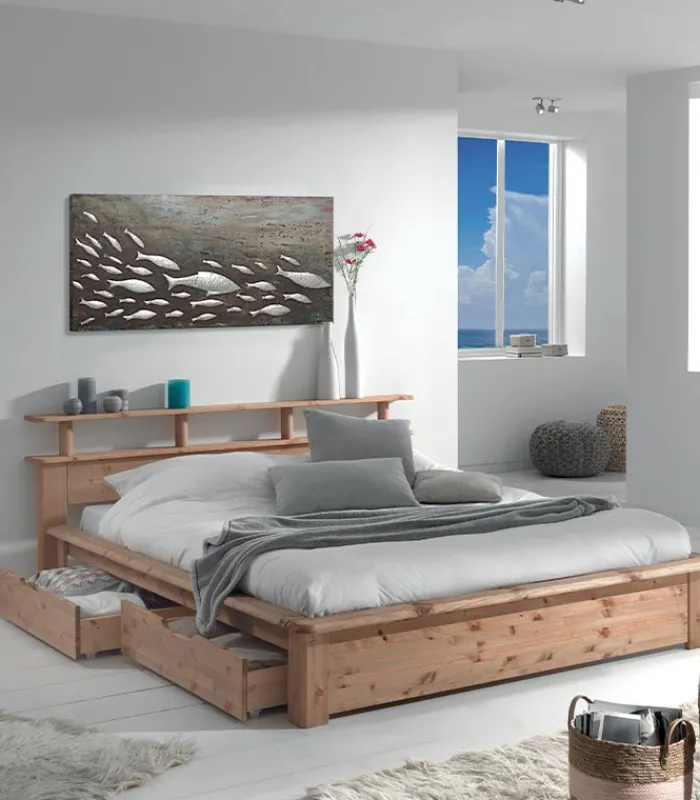 Lits|Cocktail Scandinave Lit pin massif huilé 2 places FUTUNA