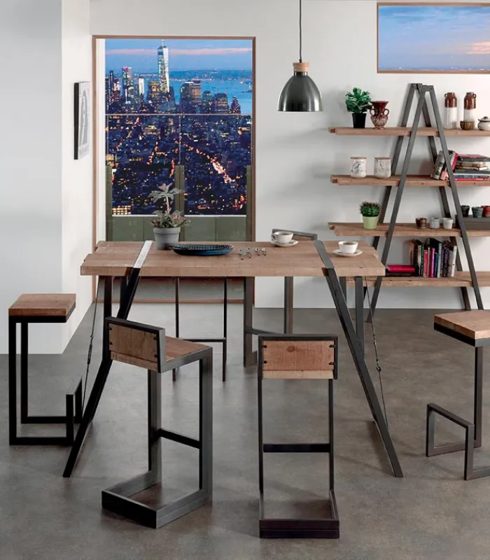 Tables|Cocktail Scandinave Mange-debout sapin massif et métal WESTMOUNT