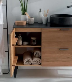 Meubles Avec Vasques|Cocktail Scandinave Meuble chêne plan et vasque en pierre – STONE
