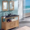 Meubles Avec Vasques|Cocktail Scandinave Meuble en chêne vasque double en pierre naturelle – STONE