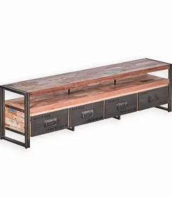 Meubles Tv|Cocktail Scandinave Meuble TV bois de bateau et métal L 208 cm SAMBA
