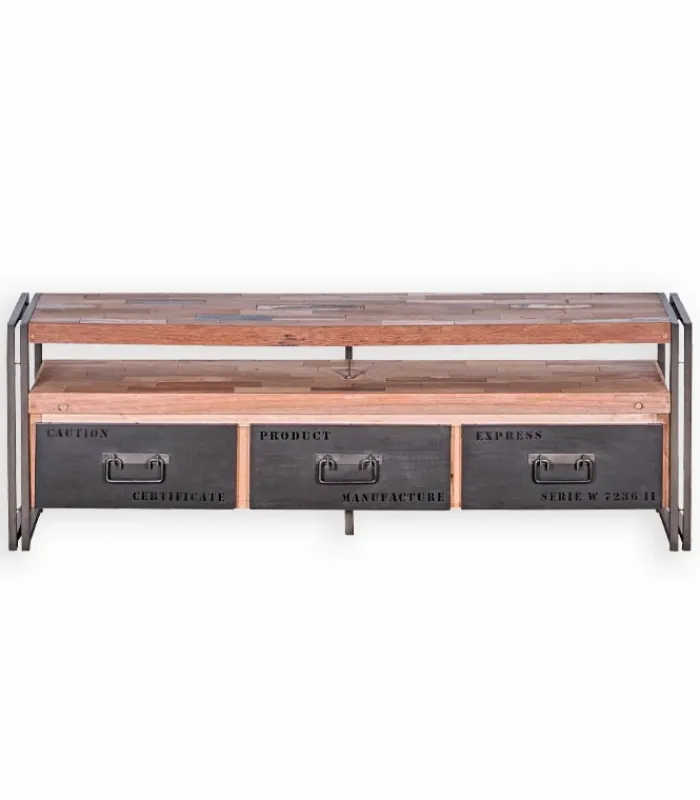 Meubles Tv|Cocktail Scandinave Meuble TV bois de bateau et métal SAMBA