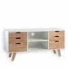 Meubles Tv|Cocktail Scandinave Meuble TV RICK en bois teinté blanc