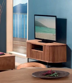Découvrez Nos Meubles En Teck|Meubles Tv|Cocktail Scandinave Meuble TV teck massif ARUNA