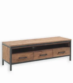 Découvrez Nos Meubles En Teck|Meubles Tv|Cocktail Scandinave Meuble TV teck recyclé et fer vieilli BROWTON