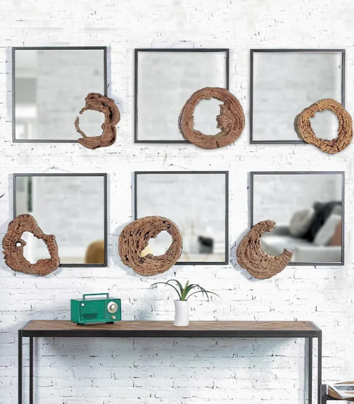 Découvrez Nos Meubles En Teck|Miroirs & Cloisons|Cocktail Scandinave Miroir avec teck BANDUNG