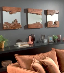Découvrez Nos Meubles En Teck|Miroirs & Cloisons|Cocktail Scandinave Miroir carré teck recyclé ELI