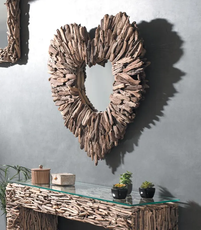 Miroirs & Cloisons|Cocktail Scandinave Miroir coeur WOODREAM