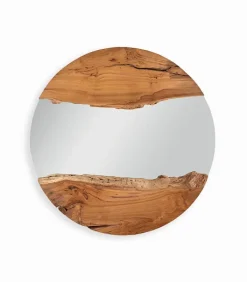 Découvrez Nos Meubles En Teck|Miroirs & Cloisons|Cocktail Scandinave Miroir rond teck recyclé VERA