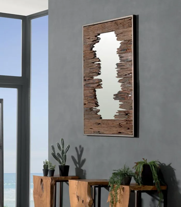 Découvrez Nos Meubles En Teck|Miroirs & Cloisons|Cocktail Scandinave Miroir teck recyclé NATURE
