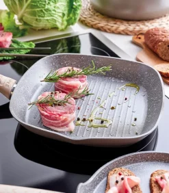 Accessoires Cuisine|Cocktail Scandinave Poêle carrée gril 28×28 cm STONE SAGE taupe