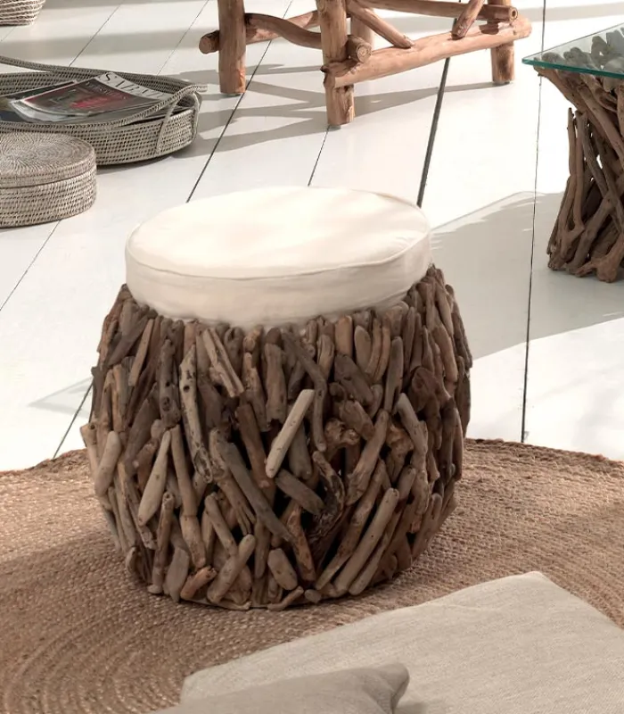 Poufs, Tabourets & Bancs|Poufs, Tabourets & Bancs|Cocktail Scandinave Pouf bois flotté WOODREAM