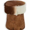 Poufs, Tabourets & Bancs|Poufs, Tabourets & Bancs|Cocktail Scandinave Pouf teck & peau NATURE