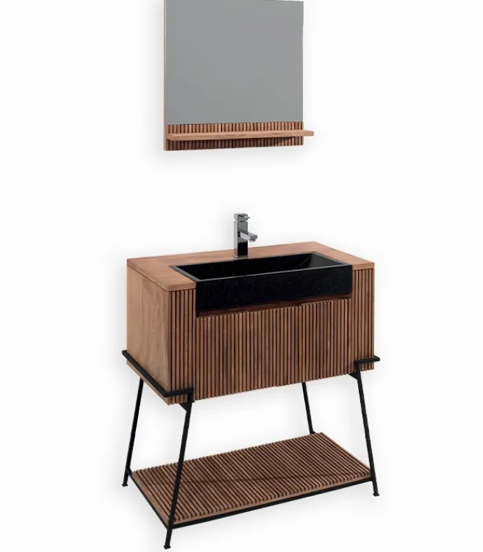 Découvrez Nos Meubles En Teck|Meubles Avec Vasques|Cocktail Scandinave Salle de bains en teck MALANGA