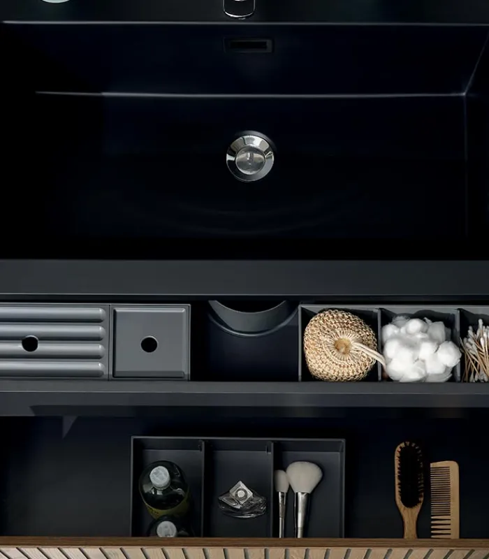 Meubles Avec Vasques|Cocktail Scandinave Salle de bains mural vasque noire MANLY
