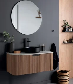 Meubles Avec Vasques|Cocktail Scandinave Salle de bains mural vasque ronde noire MALLOW