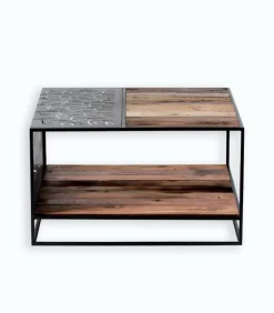 Tables Basses|Cocktail Scandinave Table basse bois de bateau et métal L 70 cm DUSTIN