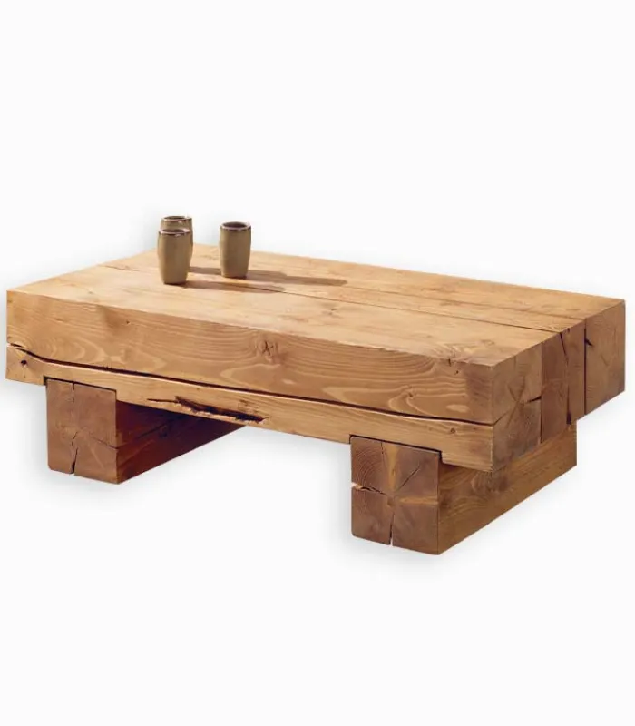Tables Basses|Cocktail Scandinave Table basse pin massif ciré POUTRE