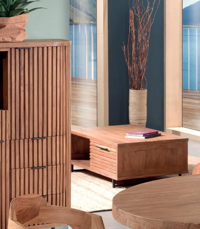 Découvrez Nos Meubles En Teck|Tables Basses|Cocktail Scandinave Table basse teck massif ARUNA