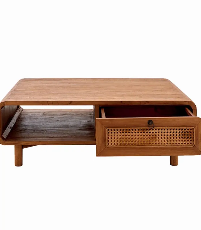Découvrez Nos Meubles En Teck|Tables Basses|Cocktail Scandinave Table basse teck massif CARAWA 2 tiroirs