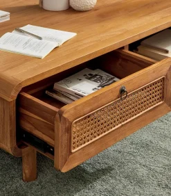 Découvrez Nos Meubles En Teck|Tables Basses|Cocktail Scandinave Table basse teck massif CARAWA 2 tiroirs