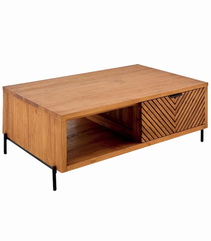 Découvrez Nos Meubles En Teck|Tables Basses|Cocktail Scandinave Table basse teck massif CROXTON 2 tiroirs