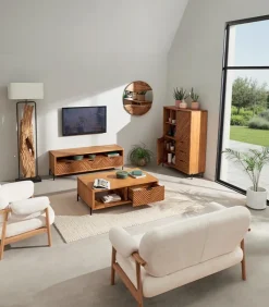 Découvrez Nos Meubles En Teck|Tables Basses|Cocktail Scandinave Table basse teck massif CROXTON 2 tiroirs