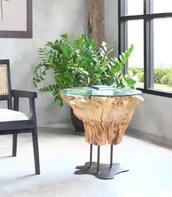 Découvrez Nos Meubles En Teck|Tables Basses|Cocktail Scandinave Table basse teck racine pied métal SERAM