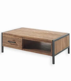 Découvrez Nos Meubles En Teck|Tables Basses|Cocktail Scandinave Table basse teck recyclé et fer vieilli BROWTON