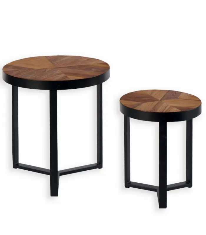 Découvrez Nos Meubles En Teck|Tables Basses|Cocktail Scandinave Table basse teck recyclé ronde gigogne RAMA