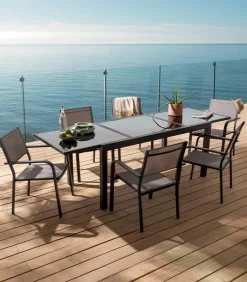 Tables De Jardin|Cocktail Scandinave Table de jardin extensible alu gris PAGAI