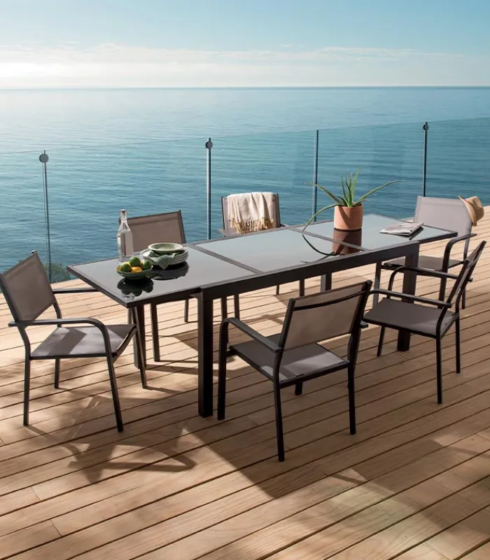Tables De Jardin|Cocktail Scandinave Table de jardin extensible alu gris PAGAI