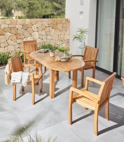 Tables De Jardin|Découvrez Nos Meubles En Teck|Cocktail Scandinave Table de jardin ovale avec allonge PAPEETE