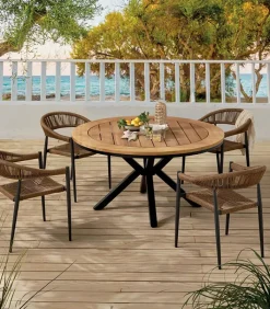 Découvrez Nos Meubles En Teck|Tables De Jardin|Cocktail Scandinave Table de jardin ronde en teck MARIWA