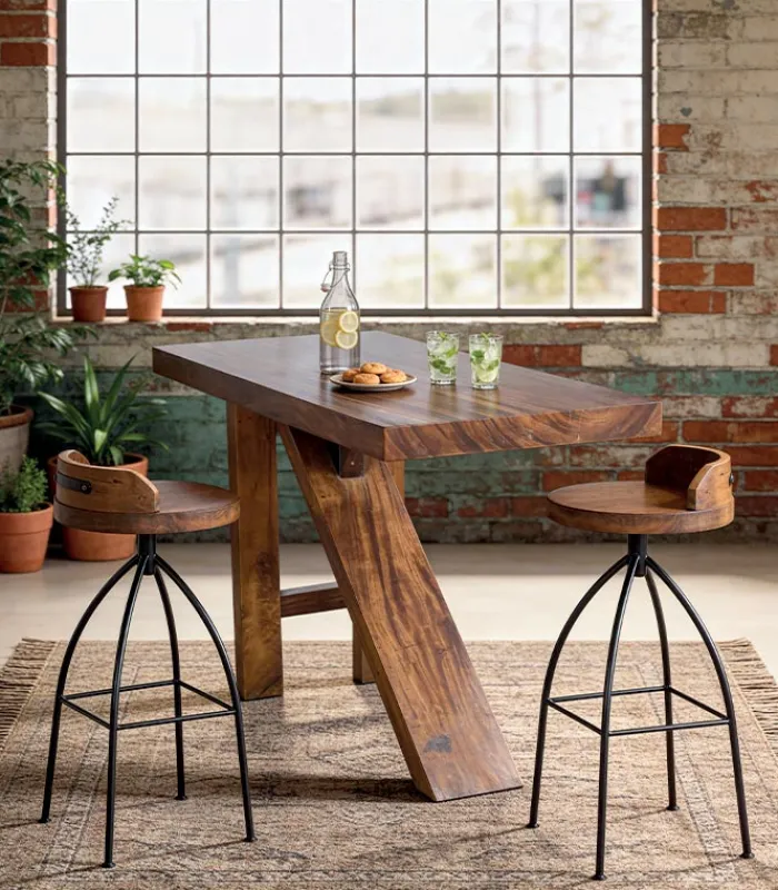 Tables|Cocktail Scandinave Table haute bois de suar LANGON