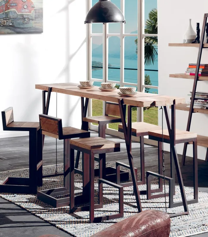 Tables|Cocktail Scandinave Table haute sapin massif et métal WESTMOUNT
