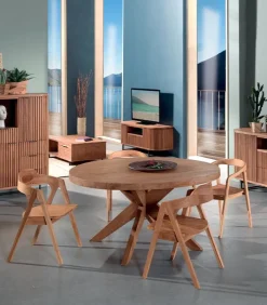 Découvrez Nos Meubles En Teck|Tables|Cocktail Scandinave Table ronde teck massif MAHINI